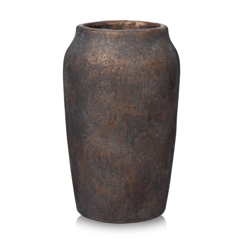 Briful 906 Large Ceramic Rustic Vase Shabby Vintage Textured Vase 433 Wide Mouth Pampas Vases for Fake Flowers Branches Farmhouse Home Dcor Weddings Shelf Table Decor Brown