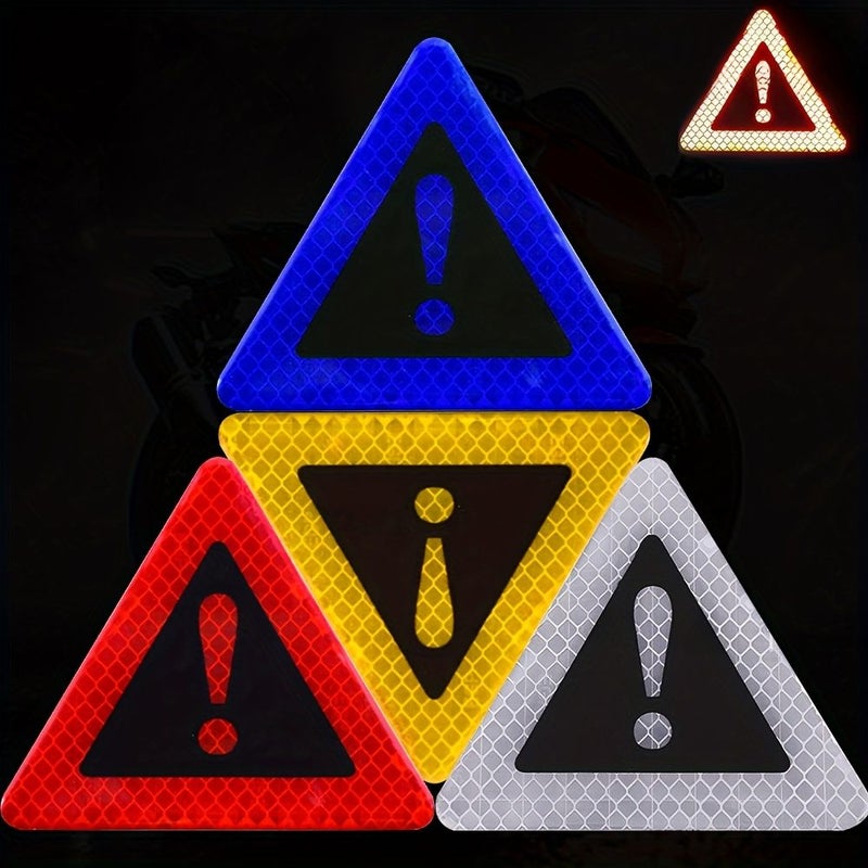 Blue 3pcs Triangular Warning Stickers Super Reflective Durable Outdoor Safety - Image 1