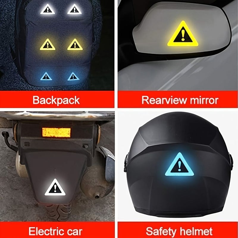 Blue 3pcs Triangular Warning Stickers Super Reflective Durable Outdoor Safety - Image 5