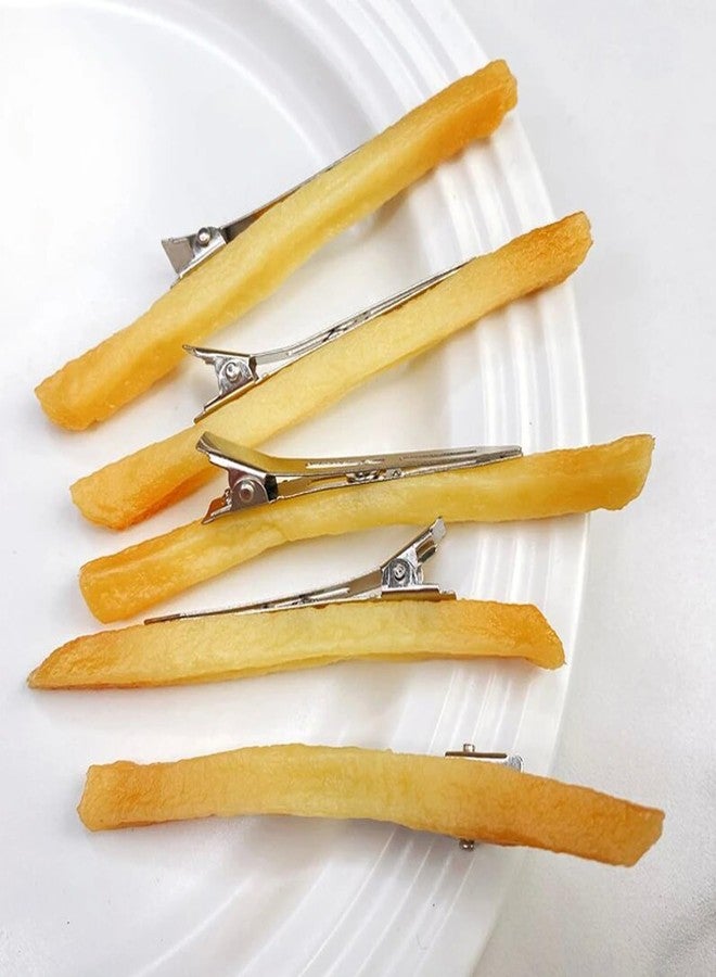 Laugwey Funny Simulated French Fries Small Hair Clips For Girls, 5Pack Imitation Fries Metal Clip Hairpins,Creative Artificial Food Decoration for Woman and Girls - Image 1