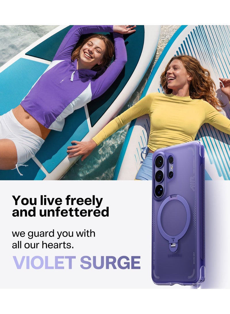 غطاء Ostand Q3 Air Spin لسامسونج جالاكسي S26 ألترا مع حامل مغناطيسي 360 درجة، مناسب لمغسيف، وسادة هوائية، مختبر ضد السقوط بمعايير عسكرية، غطاء هاتف مضاد للصدمات - Image 3