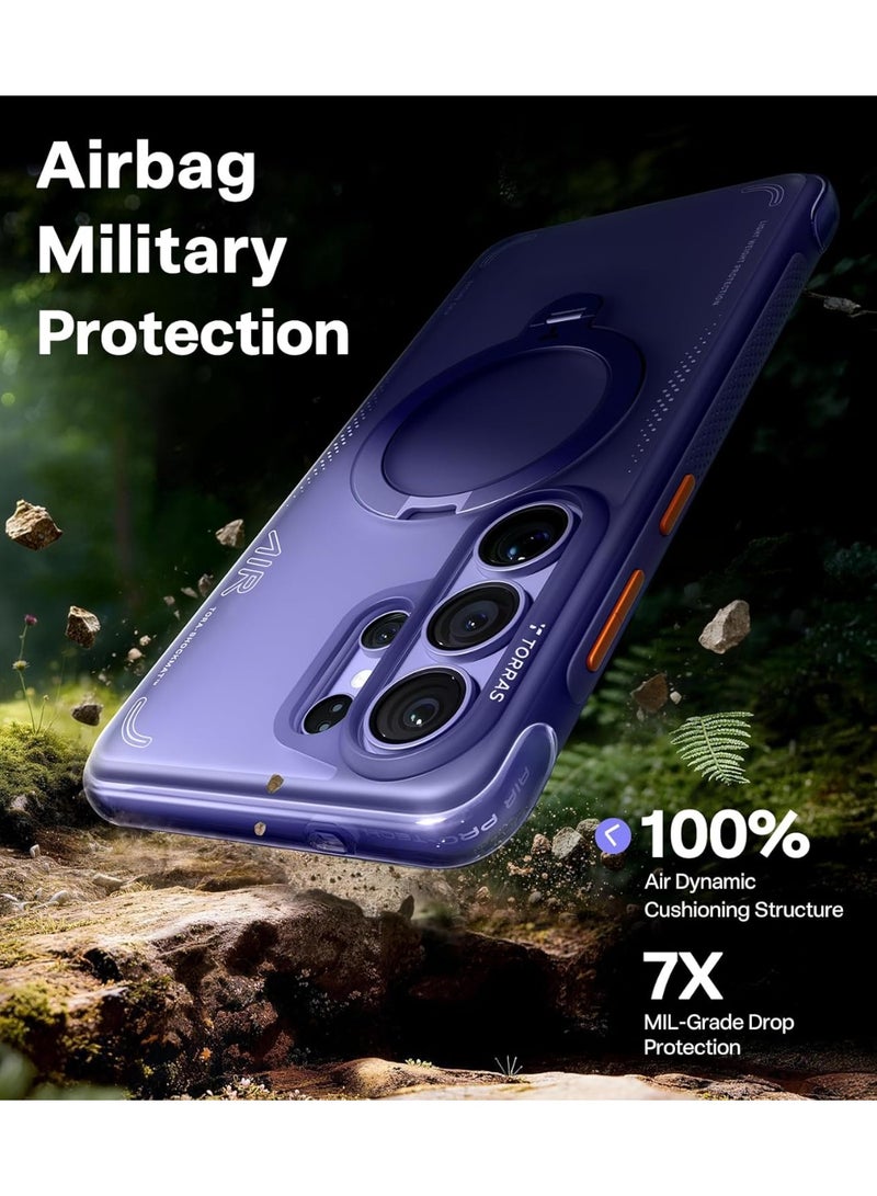 غطاء Ostand Q3 Air Spin لسامسونج جالاكسي S26 ألترا مع حامل مغناطيسي 360 درجة، مناسب لمغسيف، وسادة هوائية، مختبر ضد السقوط بمعايير عسكرية، غطاء هاتف مضاد للصدمات - Image 4