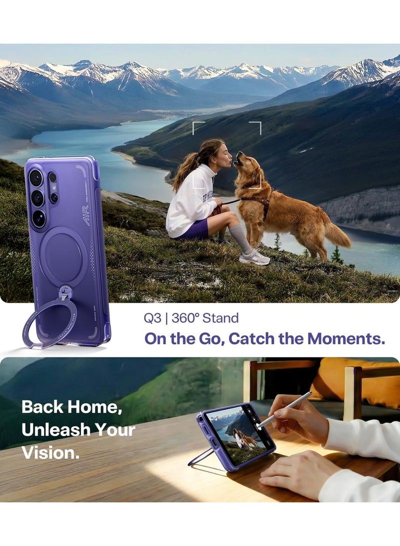 غطاء Ostand Q3 Air Spin لسامسونج جالاكسي S26 ألترا مع حامل مغناطيسي 360 درجة، مناسب لمغسيف، وسادة هوائية، مختبر ضد السقوط بمعايير عسكرية، غطاء هاتف مضاد للصدمات - Image 5