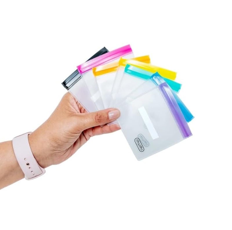 mumi Mini Zipper Pouch Set - 7 Small Clear Bags with Writable Labels - Portable and Practical Organizer for Travel, School, and Work - Secure and Leak-Proof Design, Small Size: 3x3 - Image 1