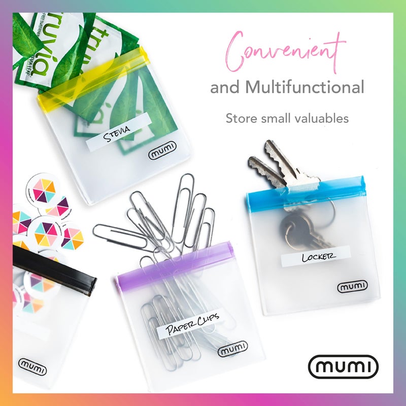 mumi Mini Zipper Pouch Set - 7 Small Clear Bags with Writable Labels - Portable and Practical Organizer for Travel, School, and Work - Secure and Leak-Proof Design, Small Size: 3x3 - Image 4