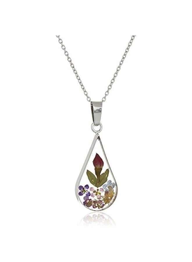 Sterling Silver/Gold Over Sterling Silver Pressed Flower Pendant Necklace (previously  Collection) - Image 1