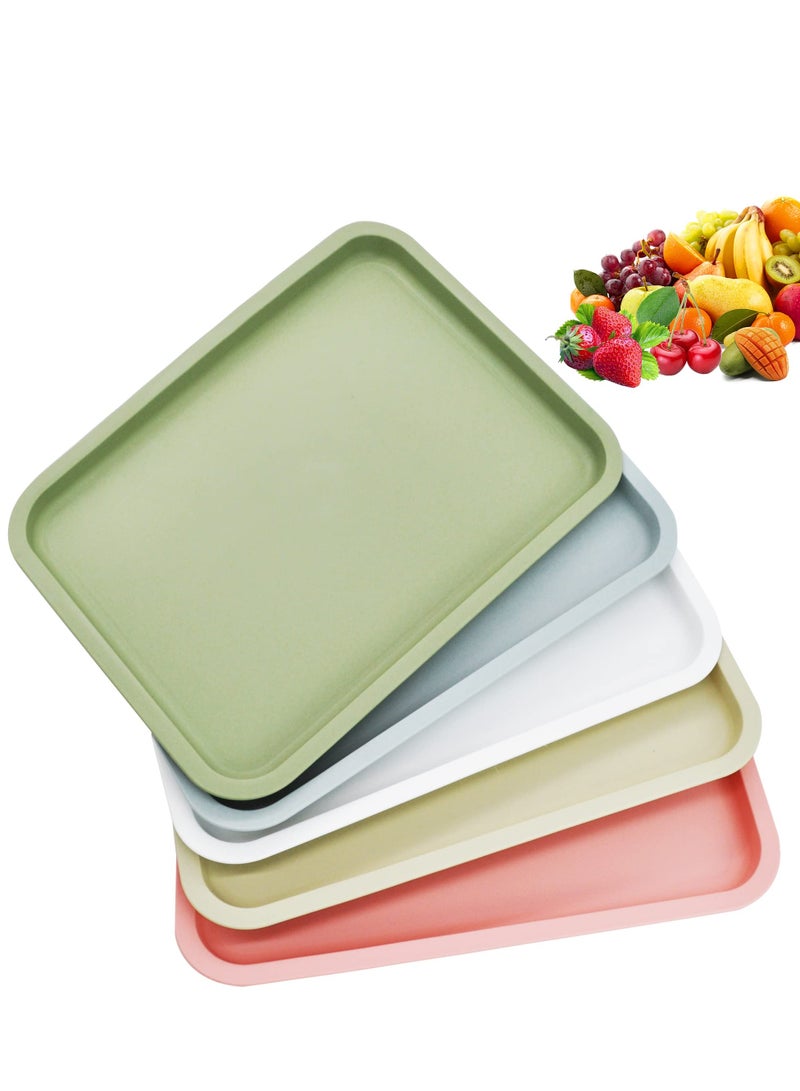 SYOSI Plastic Serving Platter Tray, 5PCS 12x9'' Platters for Parties Fast Food Party Food Serving Trays Cafeteria Buffet Tea Fruit Drinks Desserts Drinks Trays Dishes for Restaurants - Image 1