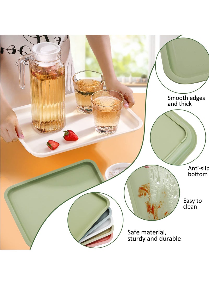 SYOSI Plastic Serving Platter Tray, 5PCS 12x9'' Platters for Parties Fast Food Party Food Serving Trays Cafeteria Buffet Tea Fruit Drinks Desserts Drinks Trays Dishes for Restaurants - Image 3