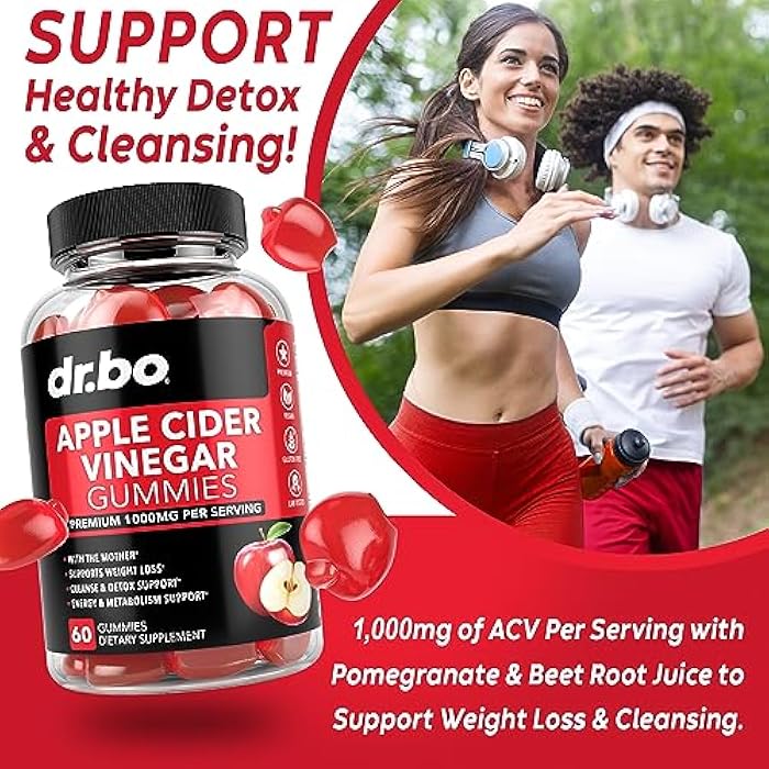 dr.bo ACV Apple Cider Vinegar Gummies - Natural Support for Advanced Weight Loss, Detox, Cleansing, Digestion Plus Gut Health - ACV Gummies Supplements with 1000MG Apple Cider Vinegar Gummy with The Mother - Image 3