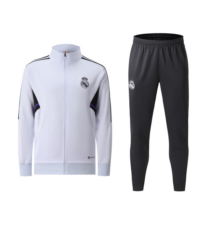 Generic Autumn Winter Long Sleeve Thermal Soccer Suit Set White top + black pants 
