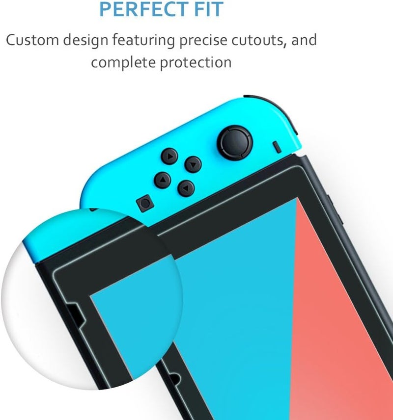 TJ's 2 Pack Screen Protector Tempered Glass for Nintendo Switch Model 2017 6.2", [Works While Docking] - 0.3mm Thickness/Bubble Free/Ultra Clear/9H Hardness/Anti-Scratch/Anti-Fingerprint (Clear) - Image 5