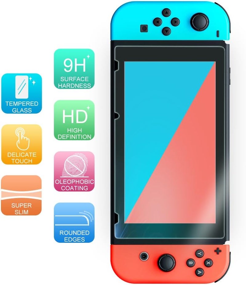 TJ's 2 Pack Screen Protector Tempered Glass for Nintendo Switch Model 2017 6.2", [Works While Docking] - 0.3mm Thickness/Bubble Free/Ultra Clear/9H Hardness/Anti-Scratch/Anti-Fingerprint (Clear) - Image 3