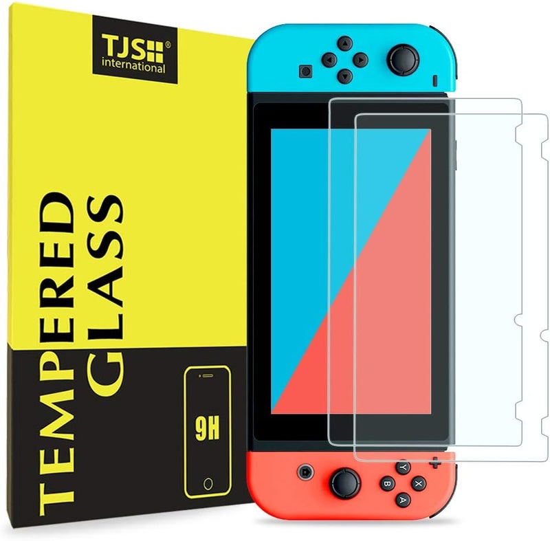 TJ's 2 Pack Screen Protector Tempered Glass for Nintendo Switch Model 2017 6.2", [Works While Docking] - 0.3mm Thickness/Bubble Free/Ultra Clear/9H Hardness/Anti-Scratch/Anti-Fingerprint (Clear) - Image 1