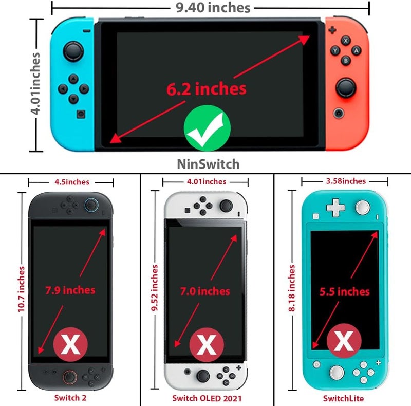 TJ's 2 Pack Screen Protector Tempered Glass for Nintendo Switch Model 2017 6.2", [Works While Docking] - 0.3mm Thickness/Bubble Free/Ultra Clear/9H Hardness/Anti-Scratch/Anti-Fingerprint (Clear) - Image 2