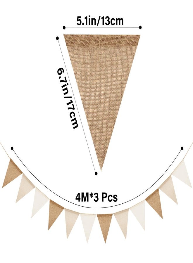 G2PLUS Pre-Strung Burlap Pennant Banner, 39Ft Linen Triangle Flag Bunting, 36pcs Pennant Banner Bunting Garland for Birthday, Wedding, Camping, Rustic Boho Theme Party Decorations - Image 2