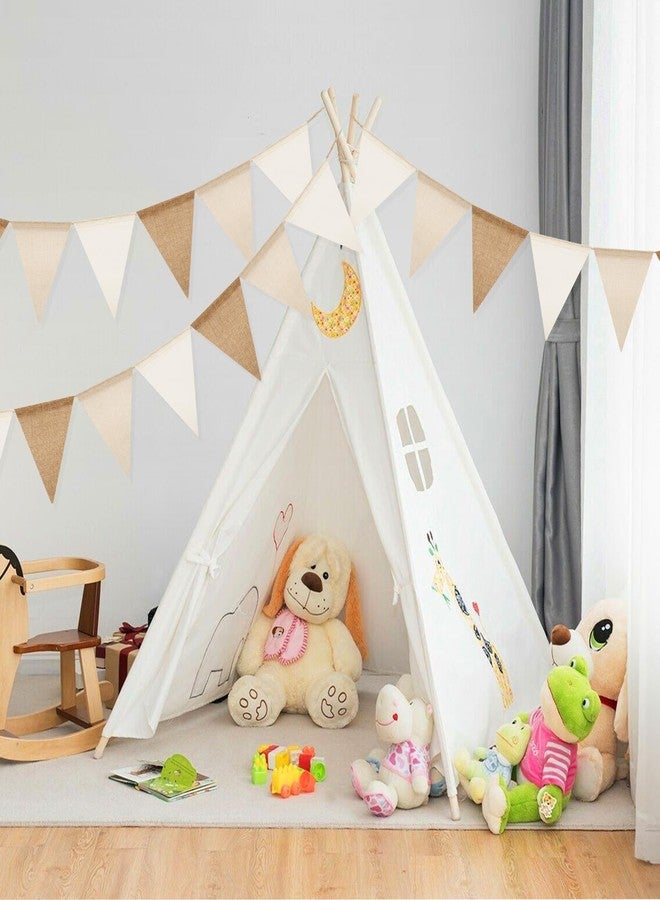 G2PLUS Pre-Strung Burlap Pennant Banner, 39Ft Linen Triangle Flag Bunting, 36pcs Pennant Banner Bunting Garland for Birthday, Wedding, Camping, Rustic Boho Theme Party Decorations - Image 4