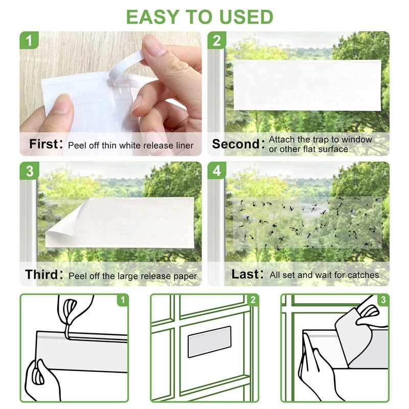 LFSYS 50 Pack Window Fly Trap, Fruit Fly Traps for Indoors, Fly Paper Sticky Strips, Fly Traps for Indoors Clear - Image 4