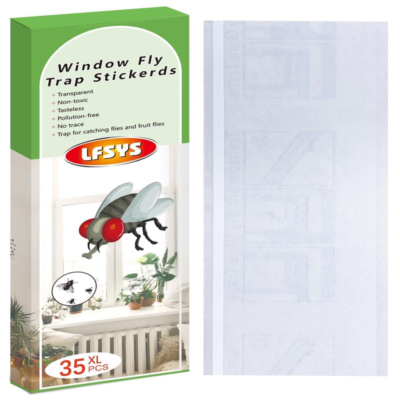LFSYS 50 Pack Window Fly Trap, Fruit Fly Traps for Indoors, Fly Paper Sticky Strips, Fly Traps for Indoors Clear - Image 1