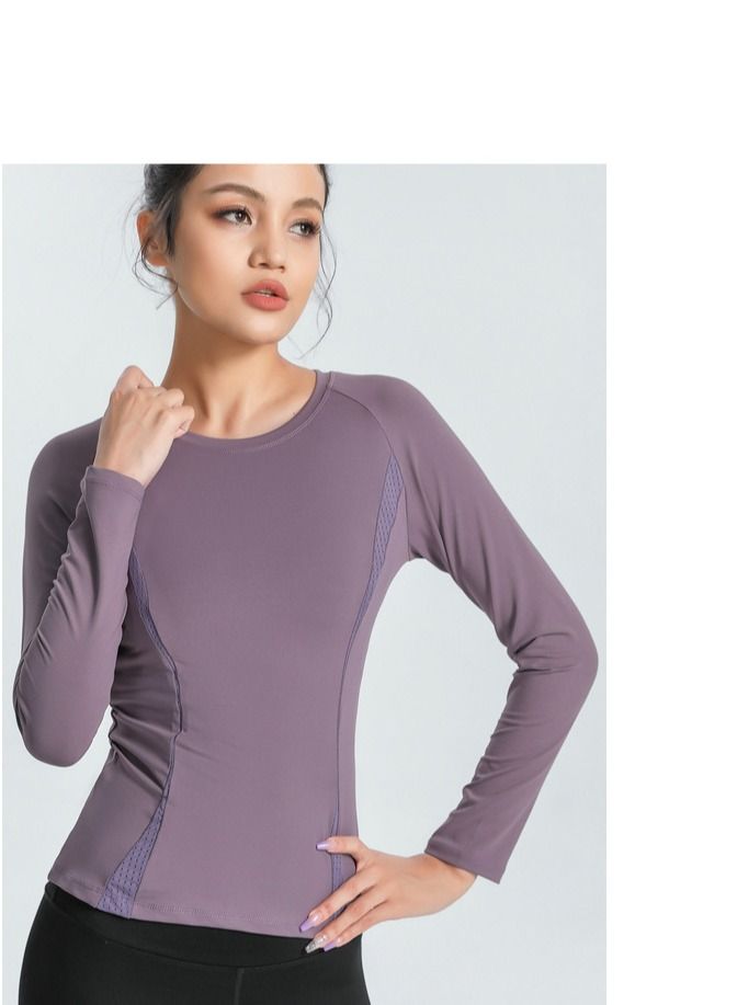 Loquat Fitness Exercise Running Speed Dry T-shirt Yoga Clothing Purple 