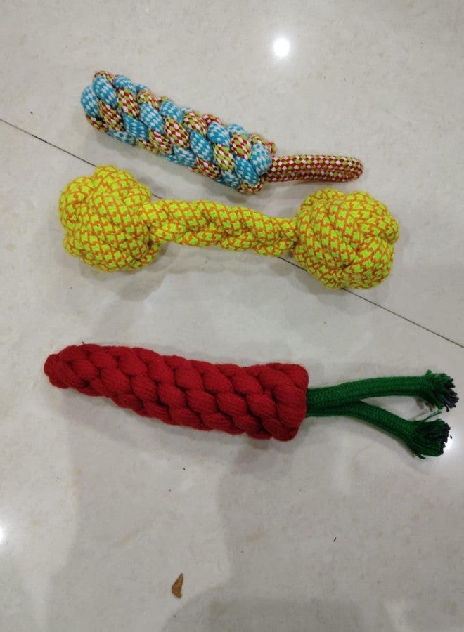 Pet Believe ألعاب حبل متينة مصنوعة من القطن من بيت بيليف للكلاب والجراء | مجموعة كومبو من 3 قطع: كوروت + دومبل + دمبي - Image 2