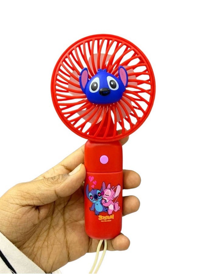 مروحة صغيرة محمولة على شكل خياطة، صغيرة الحجم وسهلة الحمل باليد أو وضعها في الحقيبة، مزودة ببطارية قابلة للشحن مع منفذ USB، زر تشغيل/إيقاف أحمر