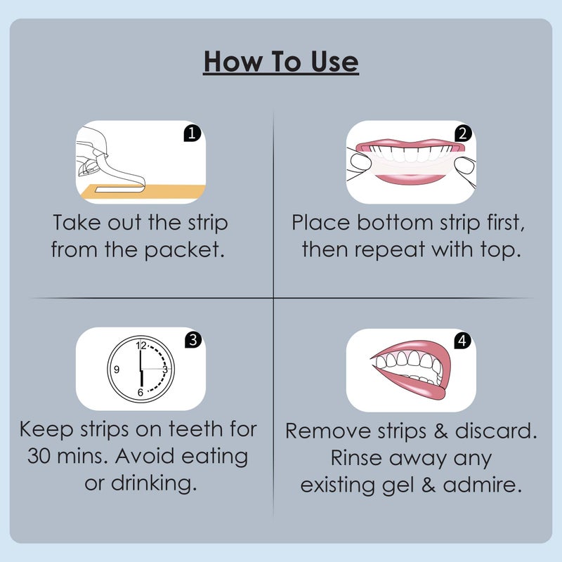 AGARO Dazzle Instant Teeth Whitening Strips, 28 Non-Sensitive White Strips Teeth Whitener, Helps Remove Smoking, Pan Masala, Chewing Tobacco, 28 Strips (14 Stain Removal Treatments) (Mint, 1 Pack) - Image 5