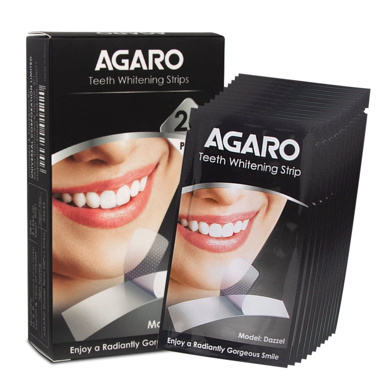AGARO Dazzle Instant Teeth Whitening Strips, 28 Non-Sensitive White Strips Teeth Whitener, Helps Remove Smoking, Pan Masala, Chewing Tobacco, 28 Strips (14 Stain Removal Treatments) (Mint, 1 Pack) - Image 1