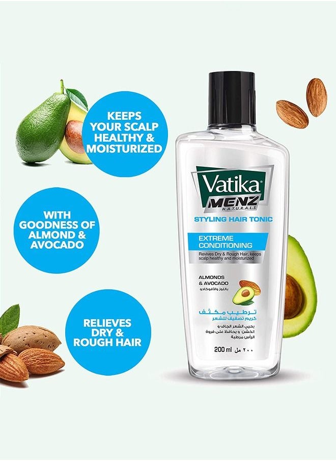 Vatika Naturals - Vatika Naturals Menz Extreme Conditioning Styling Hair Tonic | Almond & Avocado | Healthy & Moisturized Scalp | Revives Dry & Rough - 200ml - Image 1