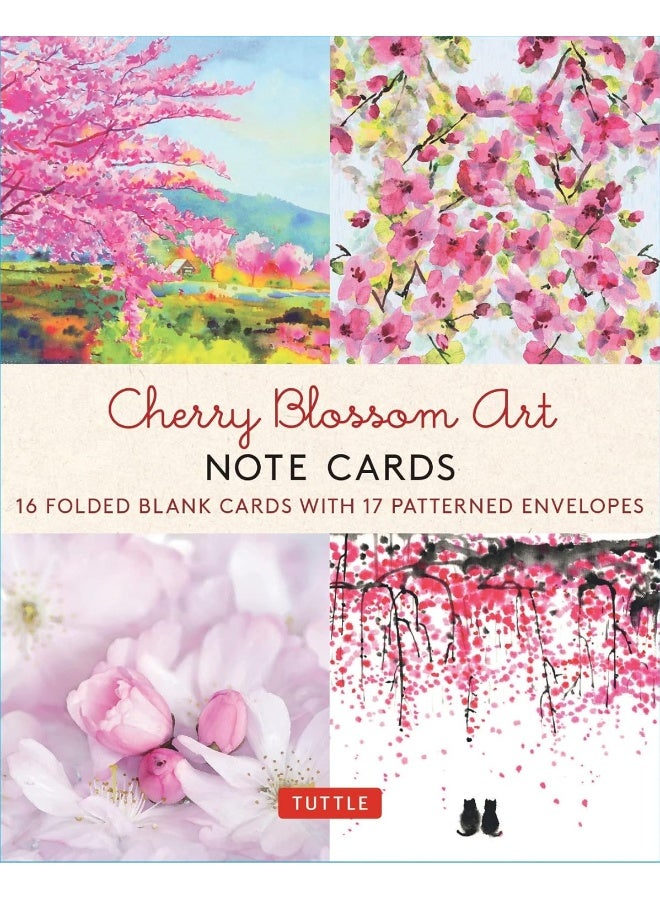 فن زهر الكرز، 16 بطاقة ملاحظة: 16 بطاقة فارغة مختلفة مع أظرف في صندوق تذكاري! - Image 1