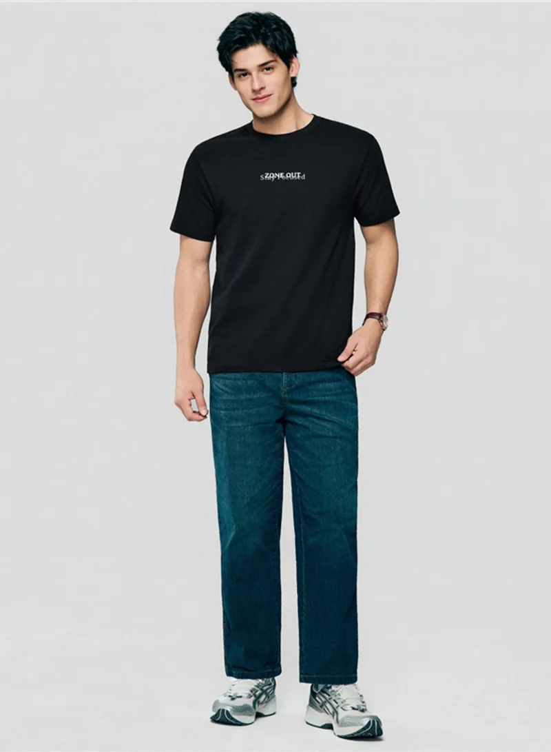 GIORDANO  Men’s Slim Cotton Crew Neck Message Print Tee for Men | Best Price UAE