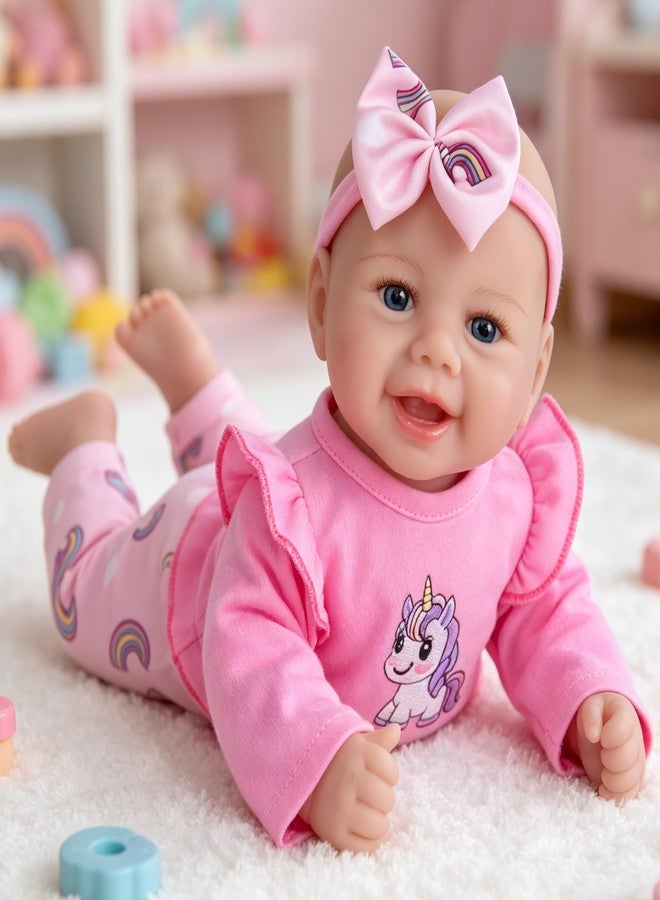 EKOKIZ Realistic Baby Doll Girl 17 Inch - Soft Body Lifelike Reborn Doll with Clothes and Feeding Set, Real Life Baby Dolls Gift for Kids Age 3+ Birthday, Pretend Play - Image 2