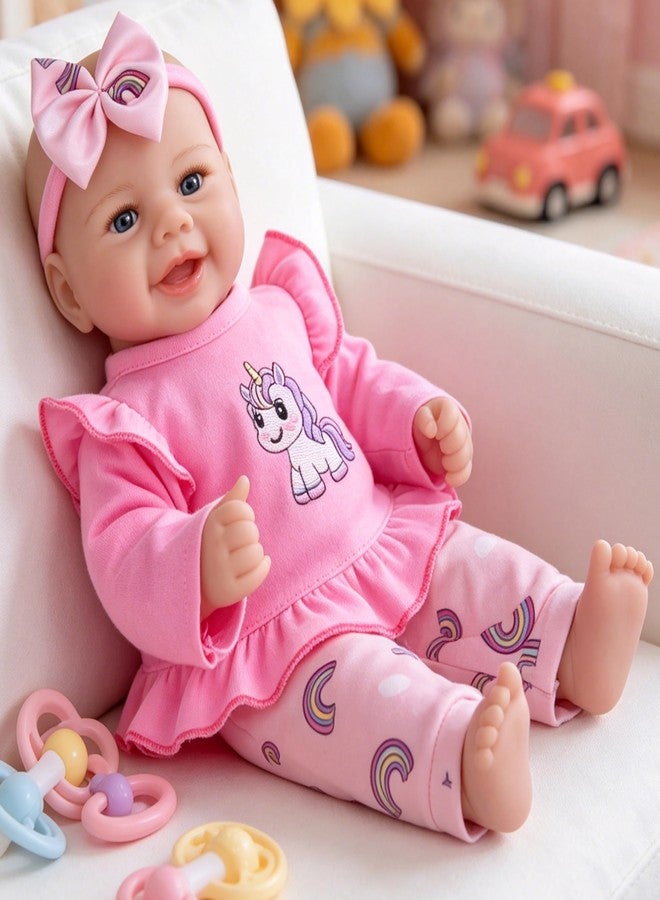 EKOKIZ Realistic Baby Doll Girl 17 Inch - Soft Body Lifelike Reborn Doll with Clothes and Feeding Set, Real Life Baby Dolls Gift for Kids Age 3+ Birthday, Pretend Play - Image 1