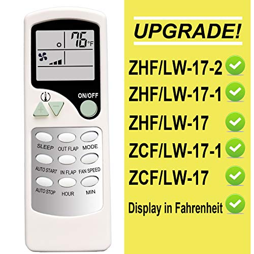 RCECAOSHAN Replacement for QUIETSIDE Turbo Air Air Con Celiera Air Conditioner Remote Control Model Number: Zhf/Lw-17-1 Zhf/Lw-17 Zcf/Lw-17-1 Zcf/Lw-17 ZHF/LW-17-2 Works for AC Model Tas-18vh Tas-24vh - Image 1