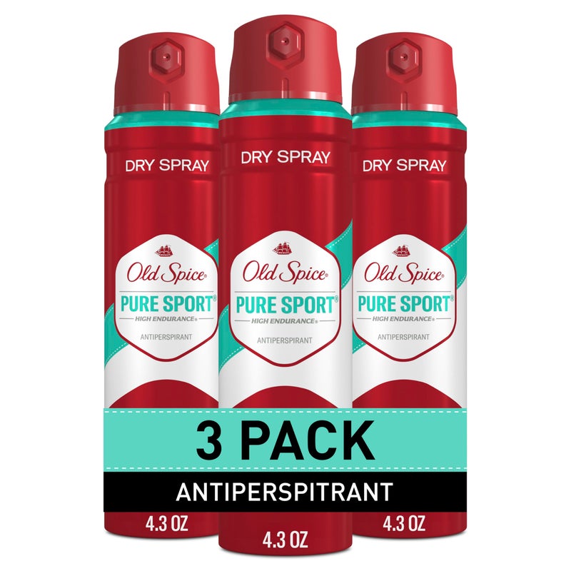 Old Spice Dry Spray Antiperspirant Deodorant for Men, High Endurance, 24/7 Sweat Defense & Odor Protection, 24/7 Freshness & Lasting Scent, Pure Sport Scent, 4.3 oz (Pack of 3) - Image 1