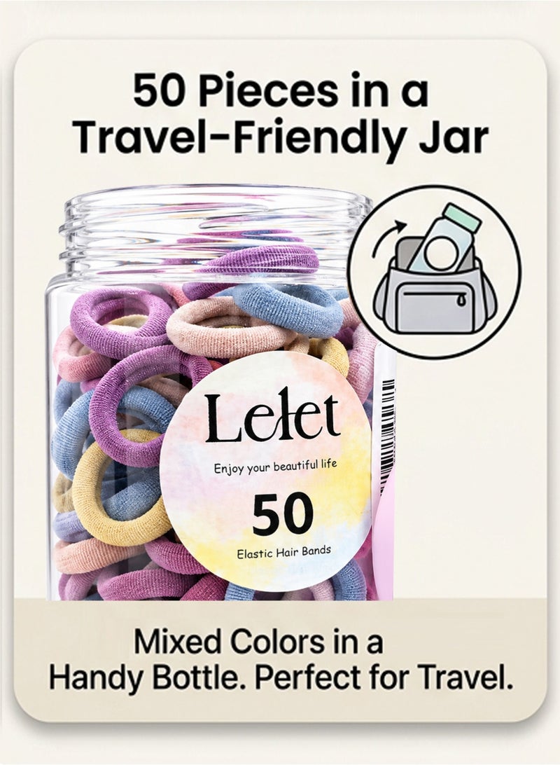 Lelet 50Pcs Nylon Toddler Hair Elastics Ponytail Holder Soft & Seamless Baby Hair Ties, Colorful Rubber Bands for Girls, Gentle on Hair, 2.2cm Diameter-Brown Colors - Image 5