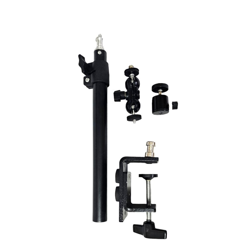 SHOPEE حامل مكتب الكاميرا مع دوران 360°، حامل ضوء طاولة قابل للتعديل من 12" إلى 20"، حامل طاولة مع مشبك C ورأس كرة لبراغي الضوء الدائري وكاميرات DSLR والهواتف للتصوير العلوي - Image 3