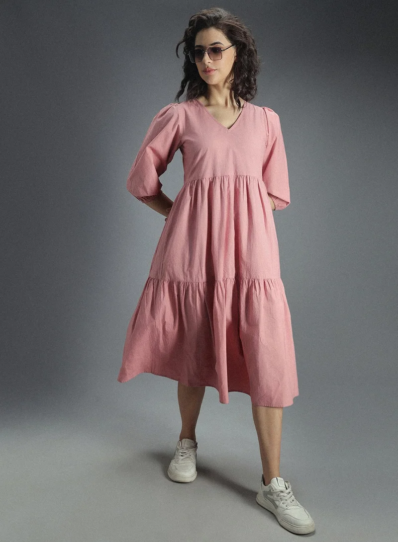 HIGH STAR Tiered Cotton Dress
