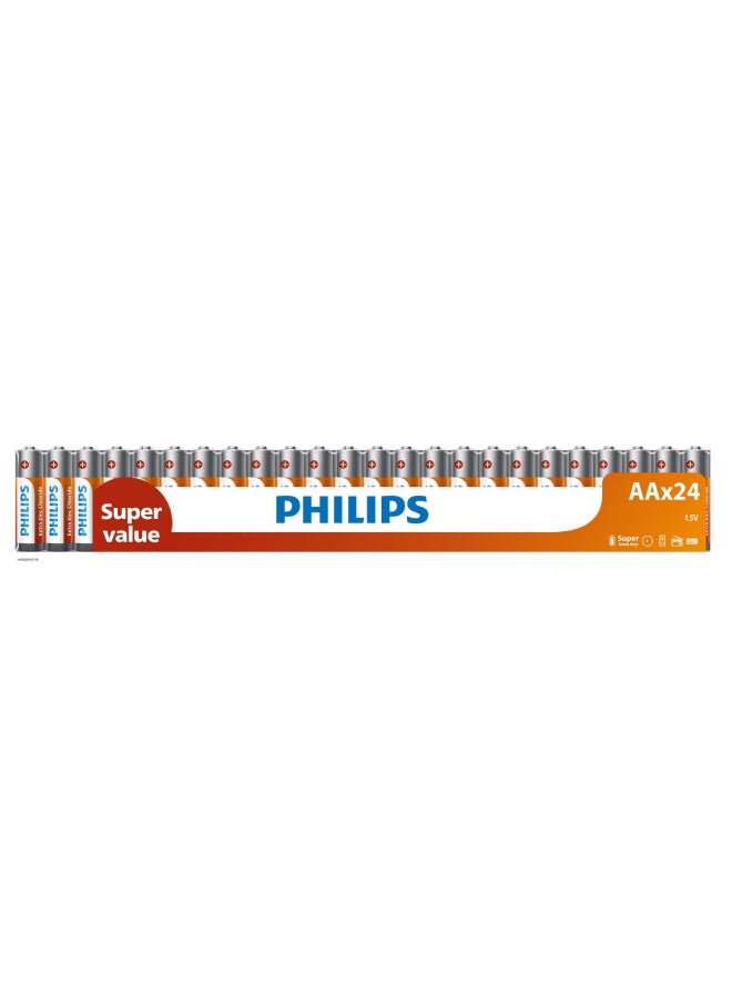 Philips "Extra Zinc Chloride Zinc AA - 24 Pack Packaging May Vary Multicolour - Image 1