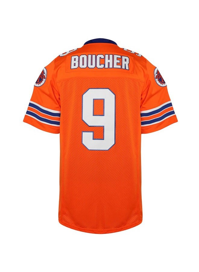 NJKA 9 Bobby Boucher The Waterboy Adam Sandler Movie Mud Dogs Bourbon Bowl Stitched Football Jersey, Orange, L - Image 1
