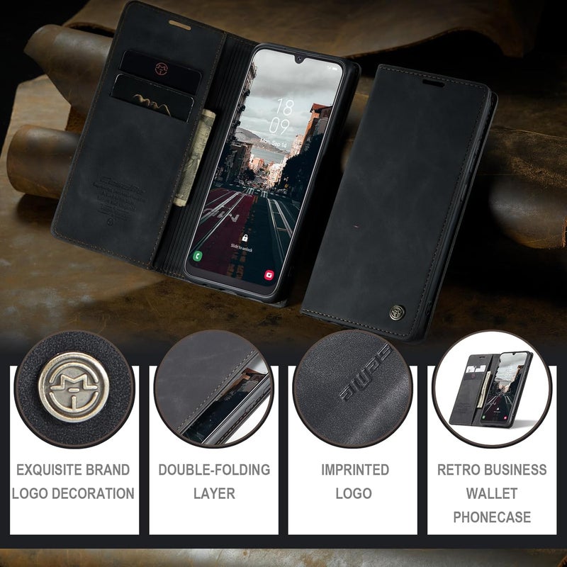 Cracedily Case for Samsung Galaxy A50 Case, Premium Leather Flip Wallet Case with Card Slots and Horizontal Stand Function Magnet Coque Cover Protective Case for Samsung Galaxy A50,Black - Image 3