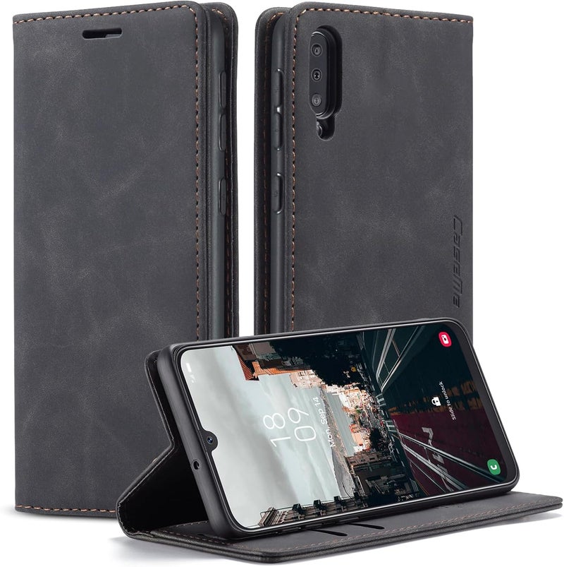Cracedily Case for Samsung Galaxy A50 Case, Premium Leather Flip Wallet Case with Card Slots and Horizontal Stand Function Magnet Coque Cover Protective Case for Samsung Galaxy A50,Black - Image 1