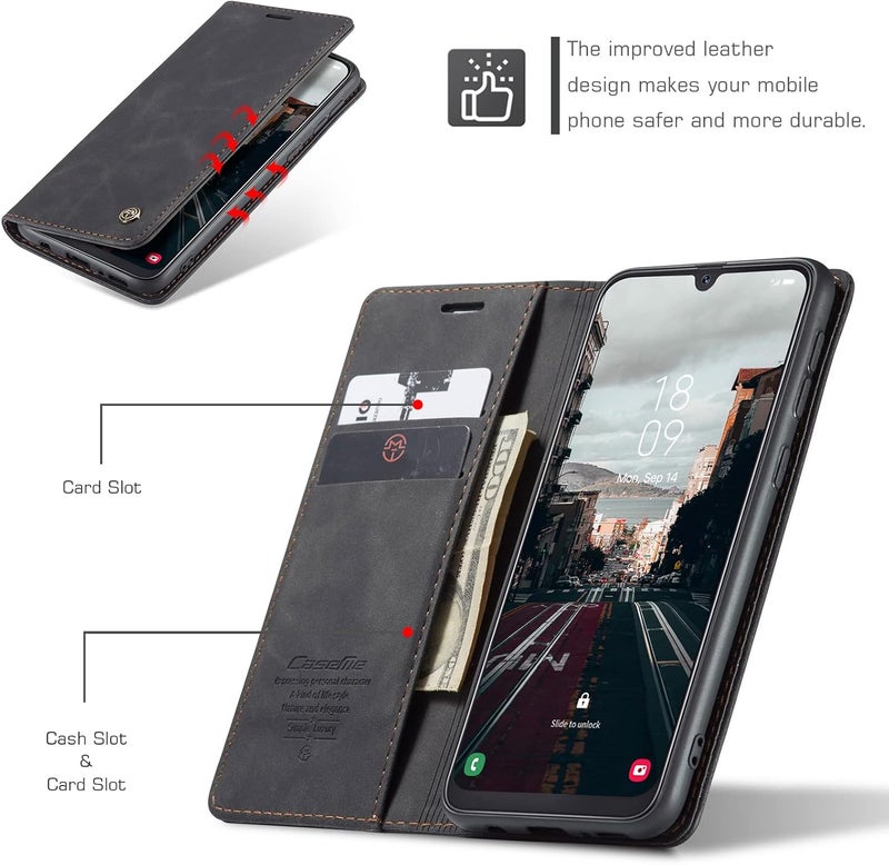 Cracedily Case for Samsung Galaxy A50 Case, Premium Leather Flip Wallet Case with Card Slots and Horizontal Stand Function Magnet Coque Cover Protective Case for Samsung Galaxy A50,Black - Image 2