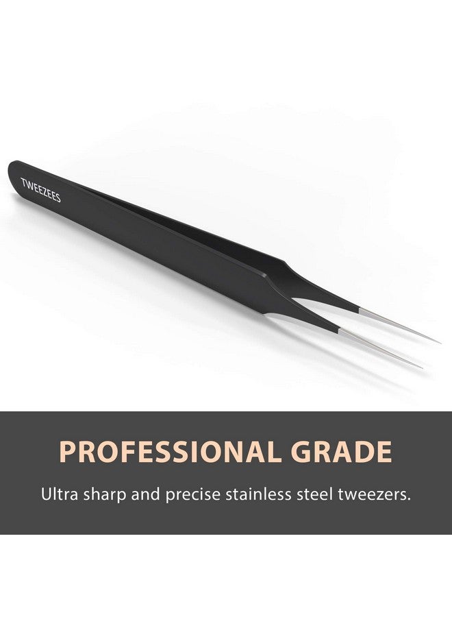 Tweezees Ingrown Hair Tweezers Pointed Tip Blackprecision Stainless Steel Extra Sharp And Perfectly Aligned For Ingrown Hair Treatment & Splinter Removal For Men And Women By Tweezees - Image 3