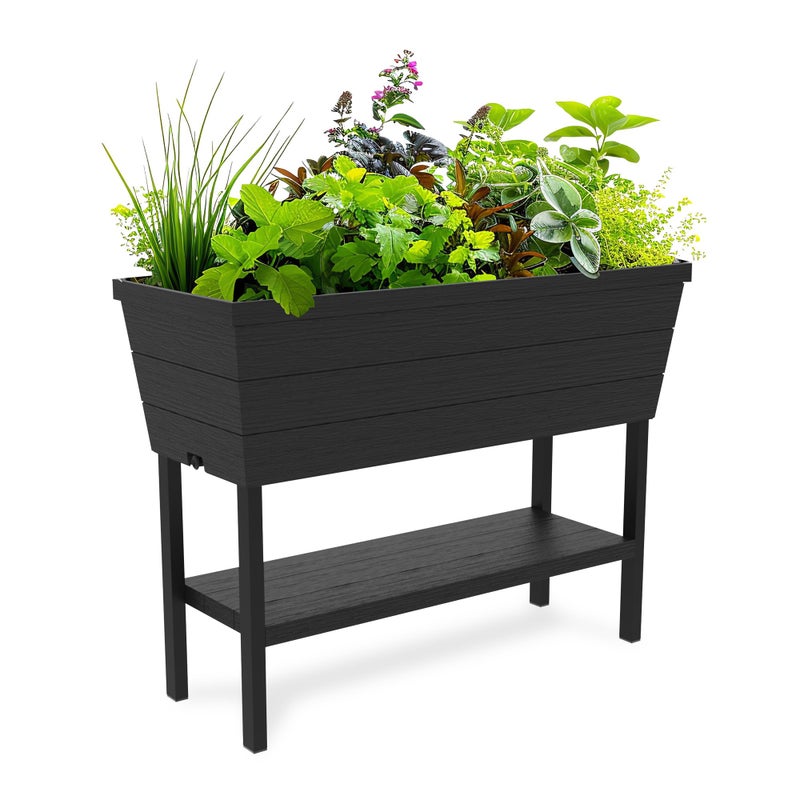 Keter Urban Bloomer 12.7â€‘Gallon Raised Garden Bed â€“ Elevated Outdoor Planter Box with Selfâ€‘Watering Reservoir, Water Gauge & Drainage System, Perfect for Herbs & Vegetables, Dark Grey - Image 1