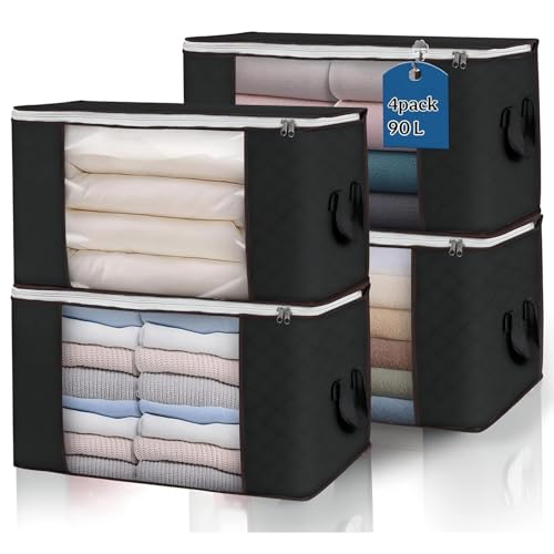 CLAPONE Foldable Steel Frame Cloth Organizer for Storage/Wardrobe for Storage/almirah for Sarees/Shirts/Blankets/Storage Box with Handle (Black, 1 Pieces) - Image 4