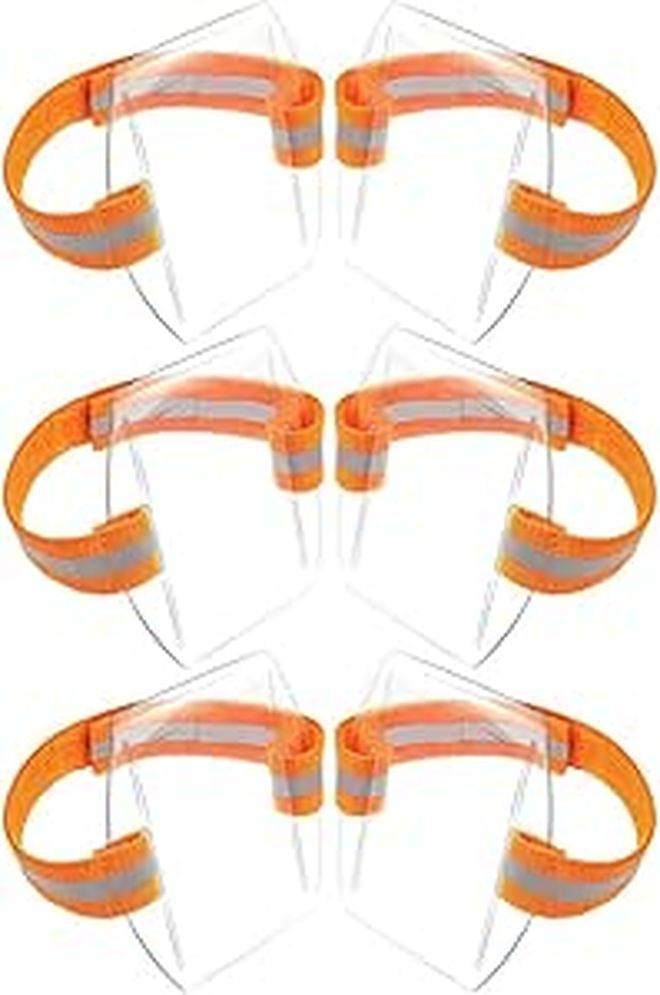 6Pcs Adjustable Elastic Armband ID Holder With Waterproof PVC Sleeve Orange Strap - Image 1