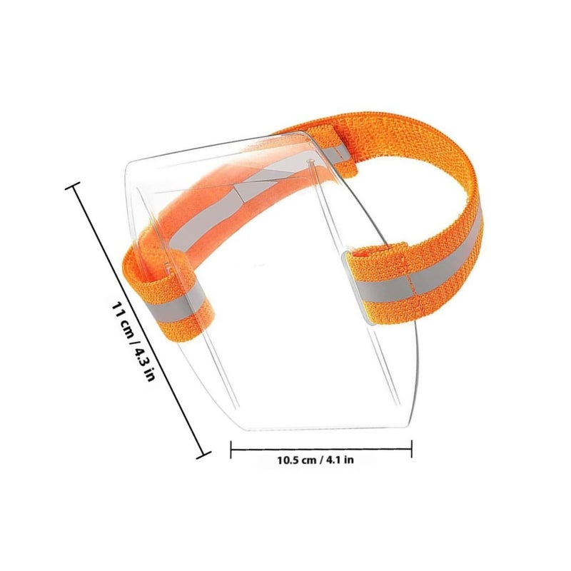 6Pcs Adjustable Elastic Armband ID Holder With Waterproof PVC Sleeve Orange Strap - Image 3