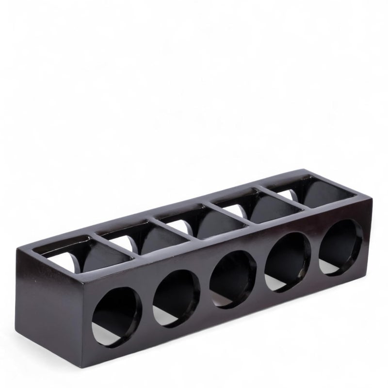 Ikiriya Sheesham Wood Storage Wine Bottle Rack Solid Wooden Bottle Rack for 5 Bottles Cabinet for Home Bar Restaurant_Black Finish - Image 2