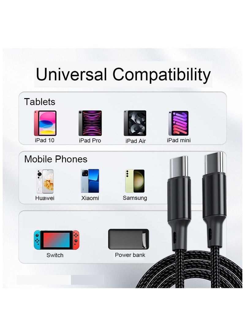USB Type-C Cable 6.56ft / 2 Meter, Braided 60W Power Delivery PD Fast Charge Cable USB C to USB C Compatible for iPhone 16 Pro/16 Pro Max/16 Plus, iPad mini 6, MacBook Pro/Air, iPad Pro, Samsung S24/S24 Ultra, Huawei P60 (Black)  - Image 4