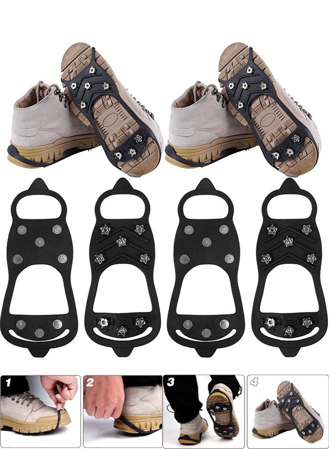 أس تس إل زوجان من مسامير تثبيت الجليد غير القابلة للانزلاق، مسامير تثبيت الجليد للمشي، قبضة الجليد والثلج للأحذية، الحذاء الطويل مع 8 مسامير فولاذية - Image 1